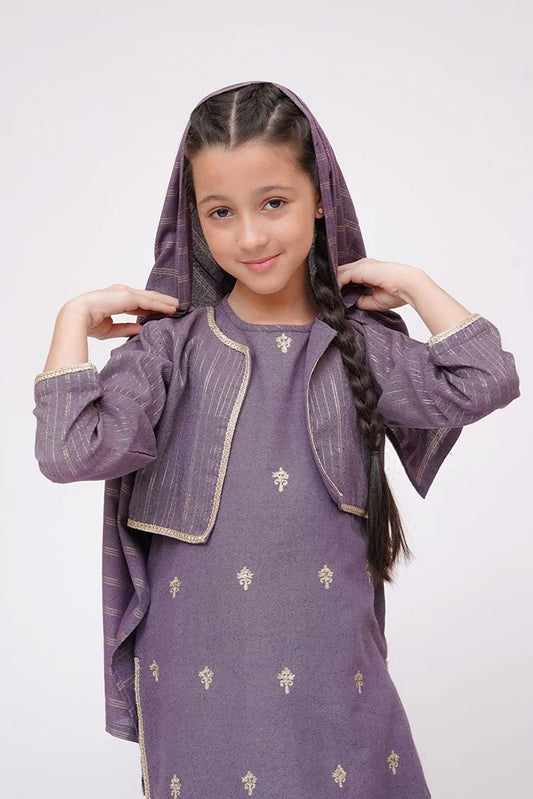 Senorita - Purple & Gold - Casual 3 Piece Suit - KAD-03659