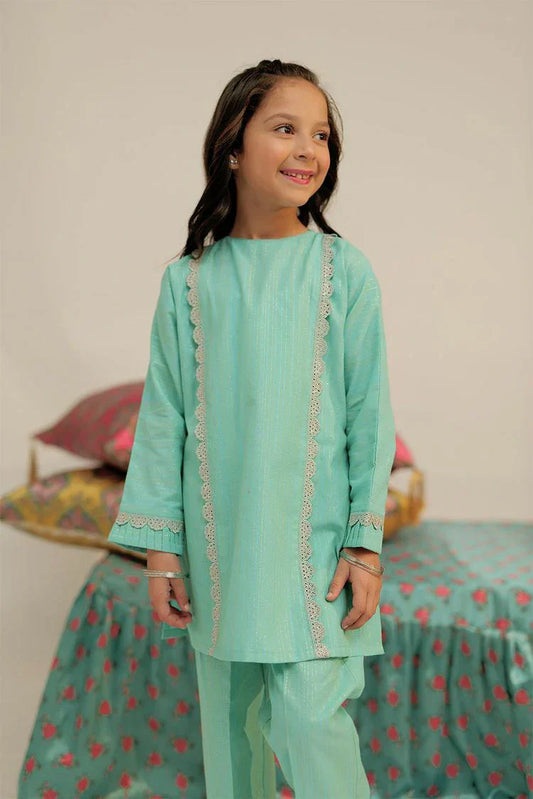 Senorita - KBC-02618 - Sea Green & Multicolor - Casual 3 Piece Suit - Cotton Dobby Jacquard