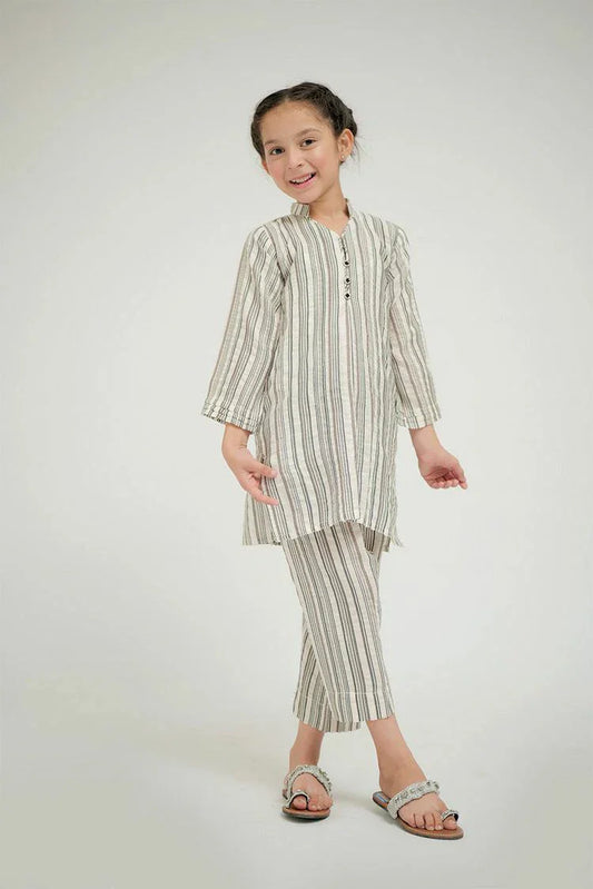 Senorita - KBC-02670 - White & Black - Casual 2 Piece Suit - Cotton Jacquard