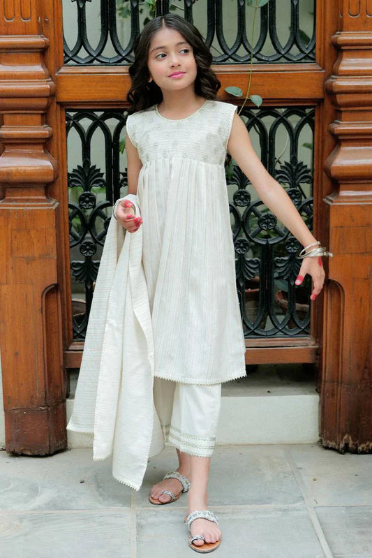 Senorita - KBD-02628 - Off White & Multicolor - Casual Plus 3 Piece Suit - Cotton Dobby Jacquard