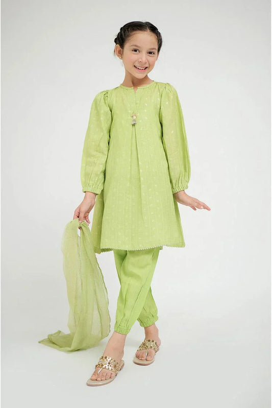 Picture of <!--bfr-->Senorita - KBD-02668 - Perrot Green & Gold - Casual Plus 3 Piece Suit - Viscose Jacquard Flament - Available at Raja Sahib