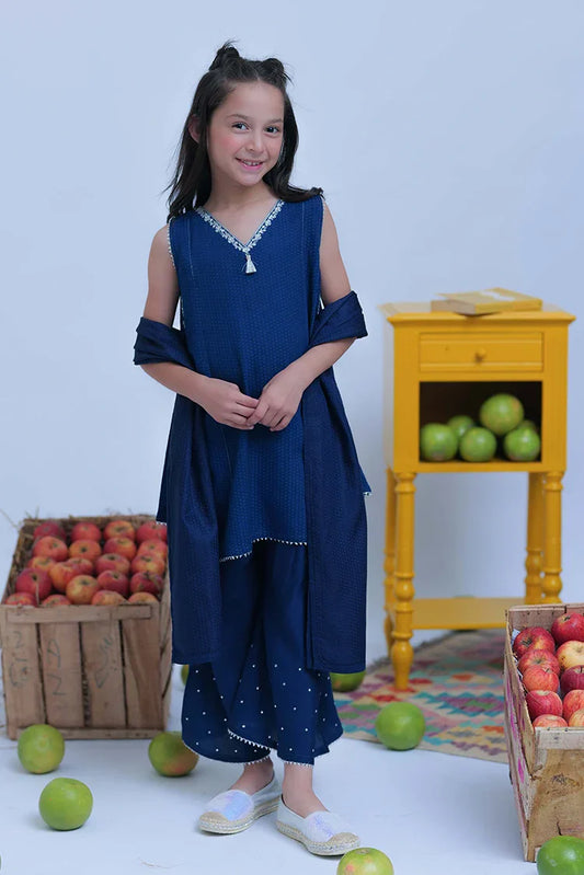 KBD-02820 | Royal Blue & Silver | Casual Plus 3 Piece Suit | Viscose Self Dobby