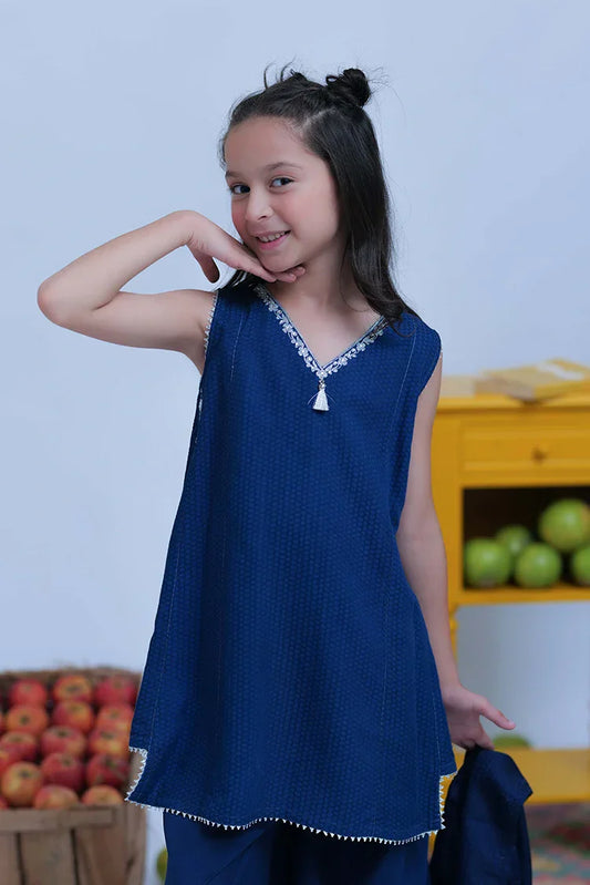KBD-02820 | Royal Blue & Silver | Casual Plus 3 Piece Suit | Viscose Self Dobby