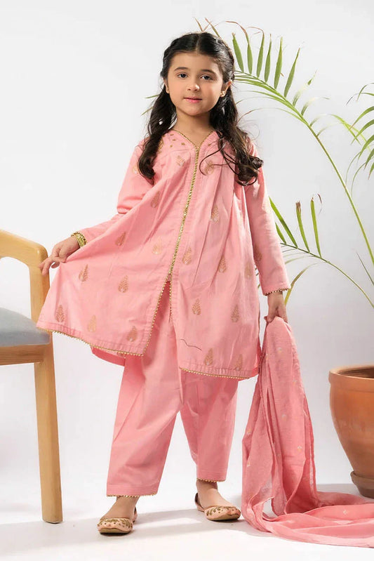 KBD-03398 | Peach & Gold | Casual Plus 3 Piece Suit | Cotton Jacquard