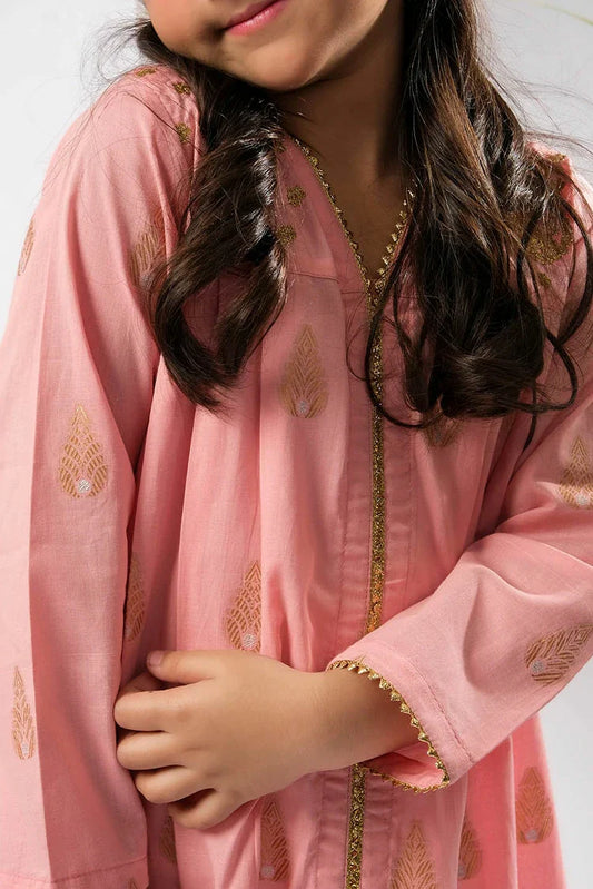 KBD-03398 | Peach & Gold | Casual Plus 3 Piece Suit | Cotton Jacquard