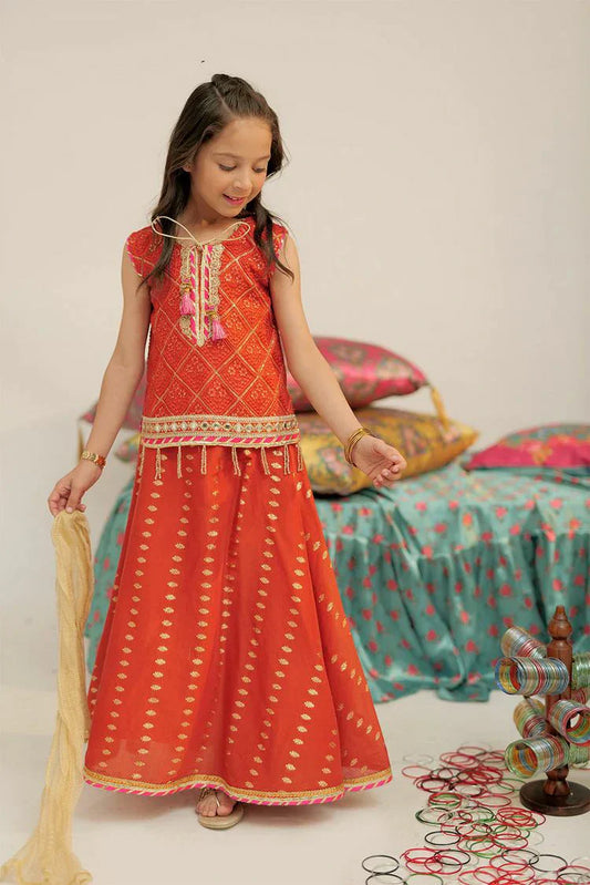 Senorita - KDD-02424 - Rust & Gold - Formal 3 Piece Suit - Banarsi Jacquard