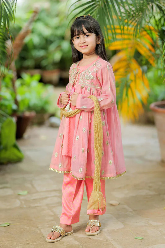 Picture of <!--baw-->KDD-02743 | T. Pink & Gold | Formal 3 Piece Suit | Banarsi Masuri - Available at Raja Sahib