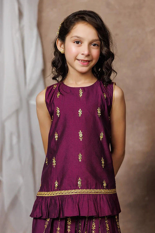 KDD-03069 | Purple & Gold | Formal 3 Piece Suit | Viscose Chambray Katan