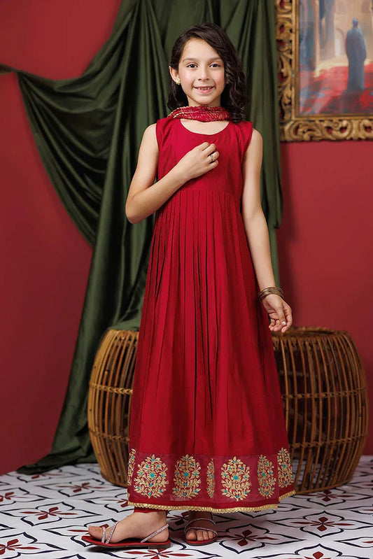 KDD-03070 | Maroon & Gold | Formal 3 Piece Suit | Viscose Chambray Katan