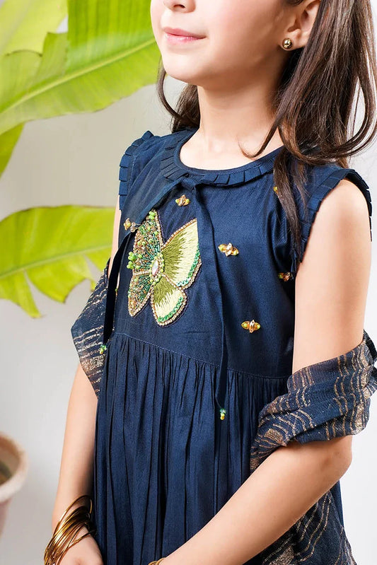 Senorita - Kids formal clothes - Navy Blue & Gold - Formal 3 Piece Suit - KDD-03236