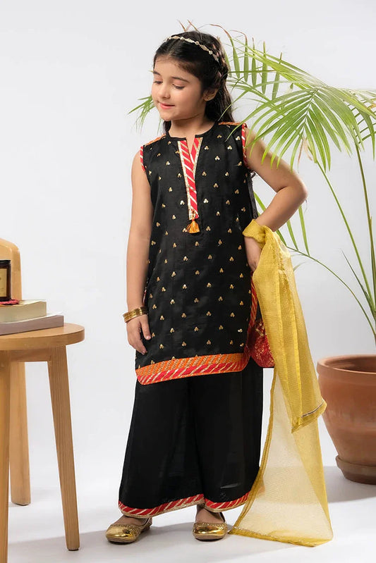 Senorita - Kids formal clothes - Black & Multicolor - Formal 3 Piece Suit - KDD-03280