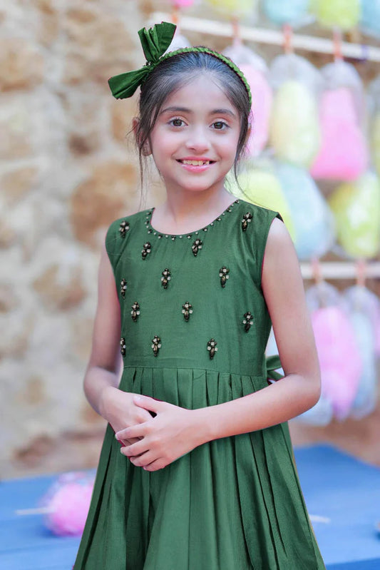 KDD-03357 | Green & Gold | Formal 3 Piece Suit | Viscose Chambray Katan