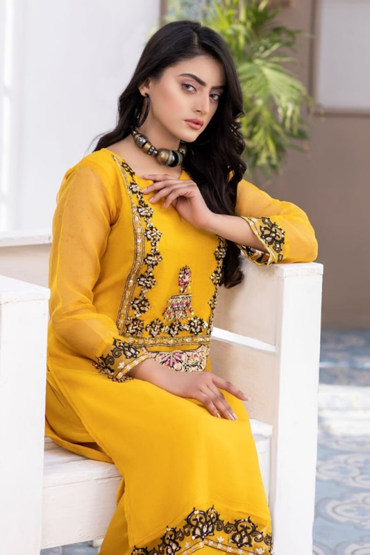 Picture of <!--bkr-->Ketifa - Organza 2 Pc Ready To Wear Collection - Glamorous Gold - Available at Raja Sahib