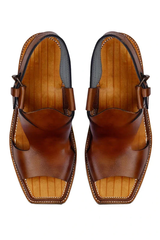 Khan's Wear - Kohati Chapal - Brown Panjedar