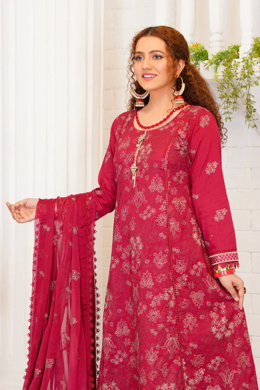 Picture of <!--kt-->Threads & Weaves - 3 Pc Embroidered Lawn Suit - L23104 - Available at Raja Sahib