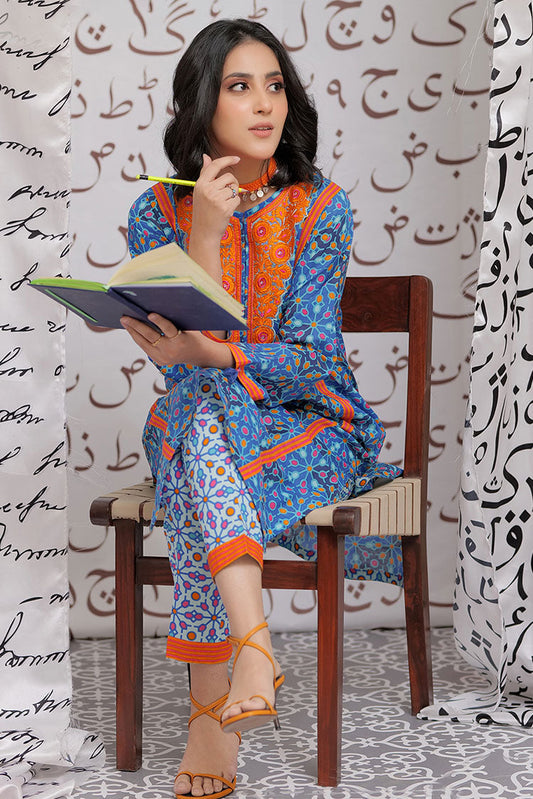 Senorita - LAC-02164 | Blue & Multicolor | Casual 2 Piece Suit | Cotton Lawn Print