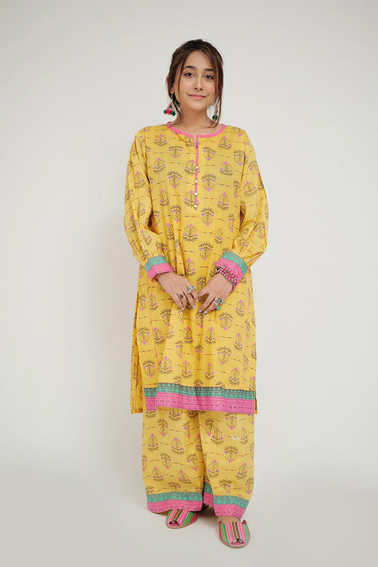 Senorita - LAC-02692 | Yellow & Multicolor | Casual 2 Piece Suit | Cotton Lawn Printed