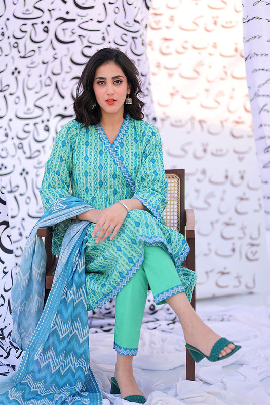 Senorita - LAD-02277 | Sea Green & Multicolor | Casual 3 Piece Suit | Cotton Lawn Print