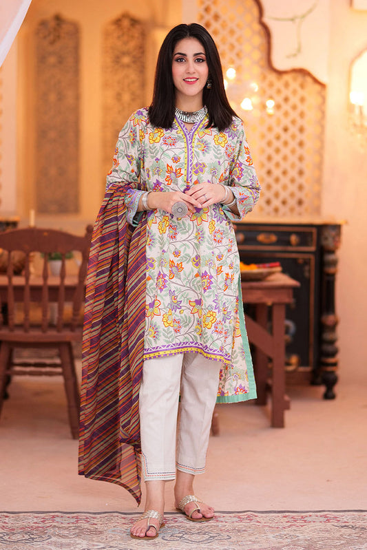 Senorita - LAD-02321 | Grey & Multicolor | Casual 3 Piece Suit | Cotton Lawn Print