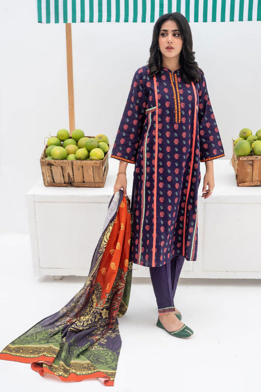 Senorita - LAD-02400 | Purple & Multicolor | Casual 3 Piece Suit | Cotton Khaddar Printed