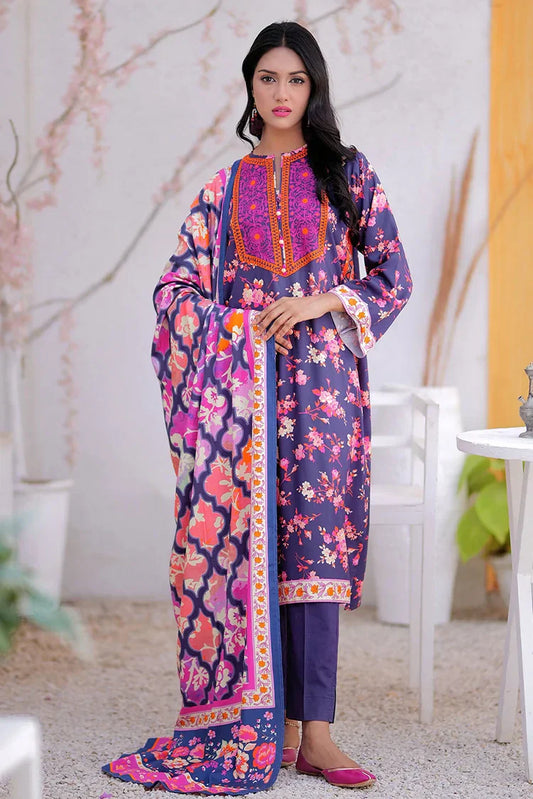LAD-02473 | Grey & Multicolor | Casual 3 Piece Suit | Marina Printed Fabric