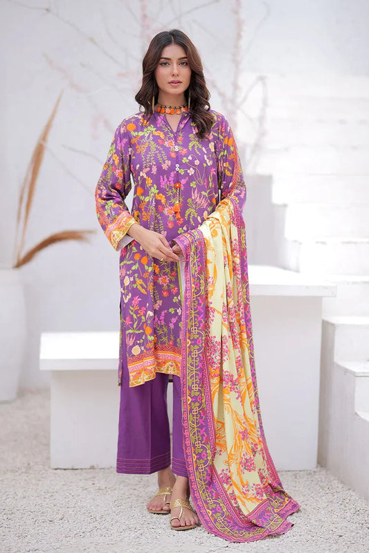 LAD-02474 | Purple & Multicolor | Casual 3 Piece Suit | Marina Printed Fabric