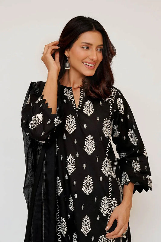 Senorita - Women Eid Dress - Black & Fawn - Casual 3 Piece Suit - LAD-03465