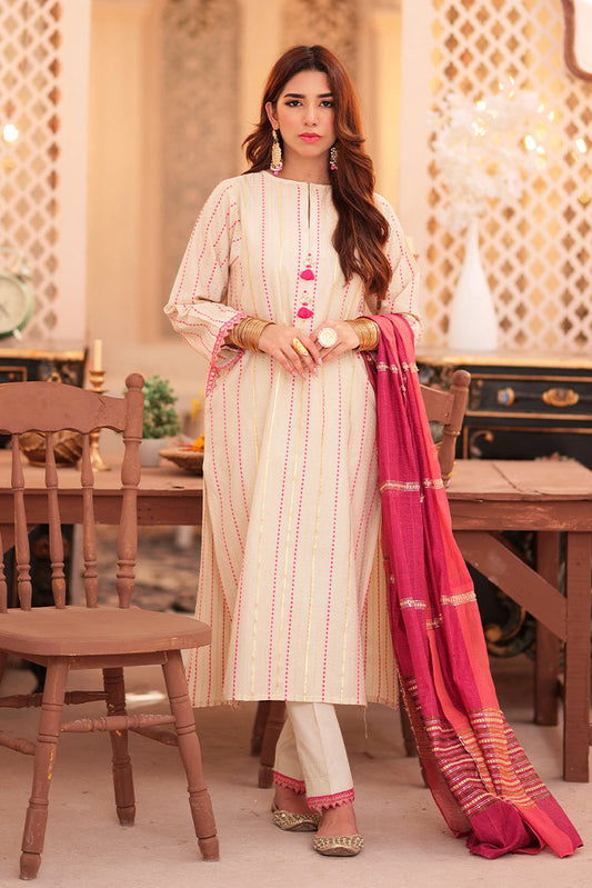 Senorita - LBD-02341 | Fawn & pink | Casual 3 Piece Suit | Cotton Dobby