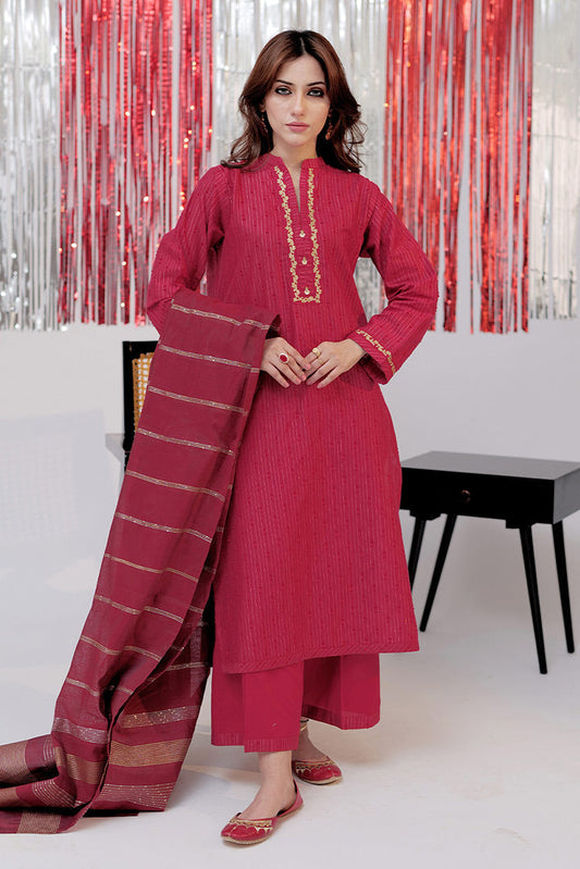 Senorita - LBD-02568 | Maroon & Gold | Casual plus 3 Piece Suit | Cotton Dobby Jacquard