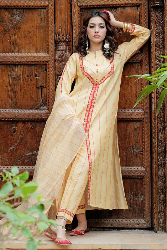 Senorita - LBD-02587 | Fawn & Multicolor | Casual plus 3 Piece Suit | Cotton Jacquard Dobby