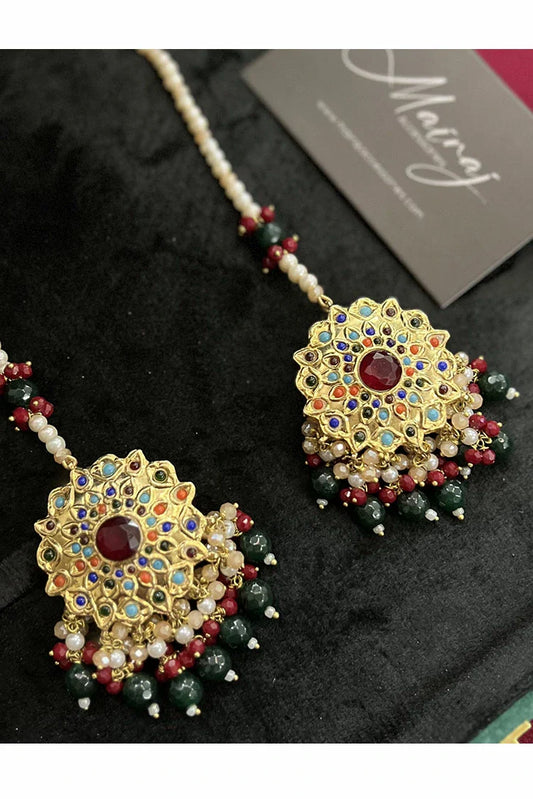 Mairaj Accessories - Armeen Green Maroon