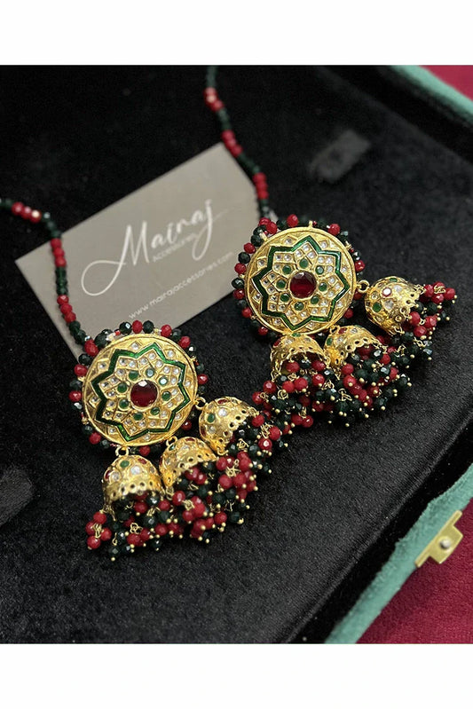Mairaj Accessories - Azba Green Maroon
