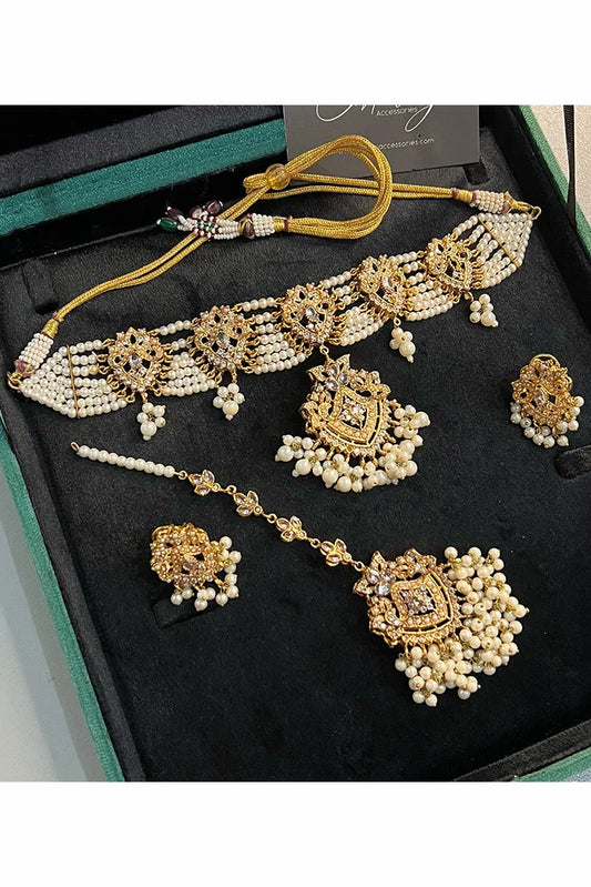 Mairaj Accessories - Shanaya Golden Jewellery Set