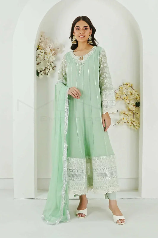 Picture of <!--aqz-->Manahils - Kurti 121-Crimson Glow- Mint Green - Available at Raja Sahib