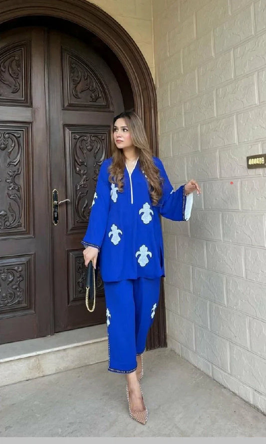 Picture of Manahils - Blue Embroidered Two Pc - Available at Raja Sahib