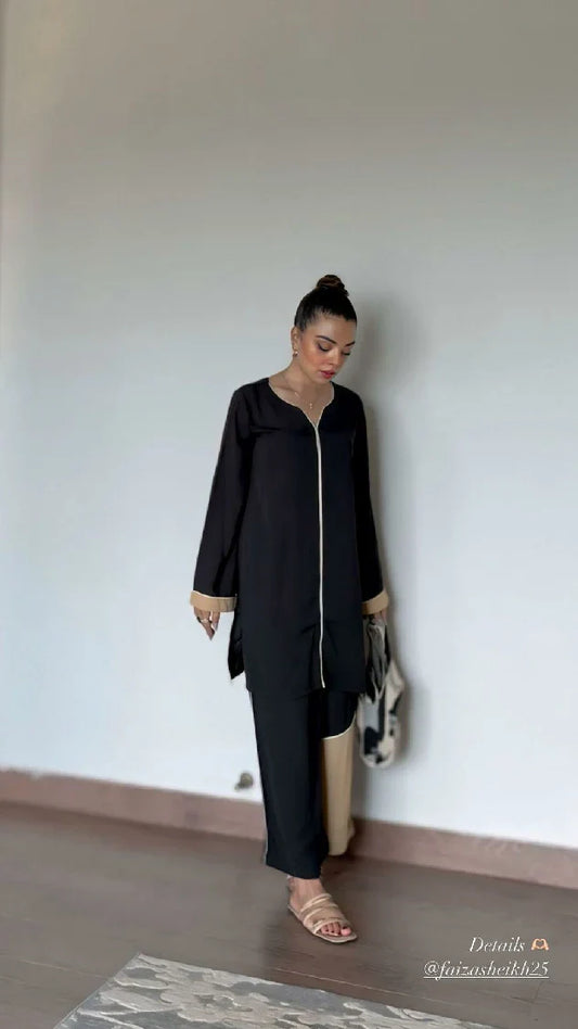 Picture of Manahils - Black & Fone Co-Ord Set - Available at Raja Sahib