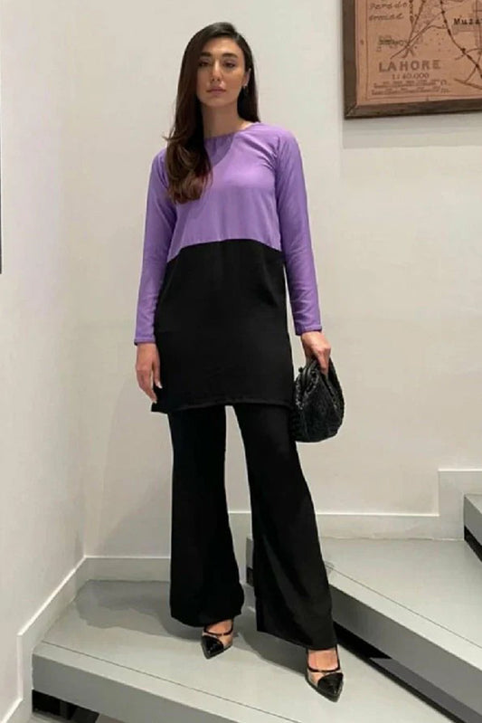 Manahils - Black & Lavender Co-Ord Set