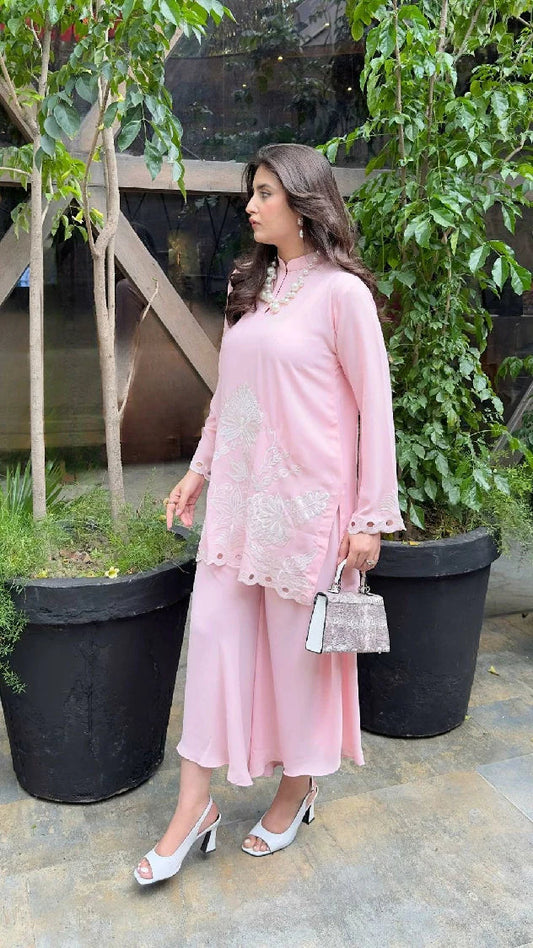 Picture of Manahils - Pastel Pink Embroidered - Available at Raja Sahib