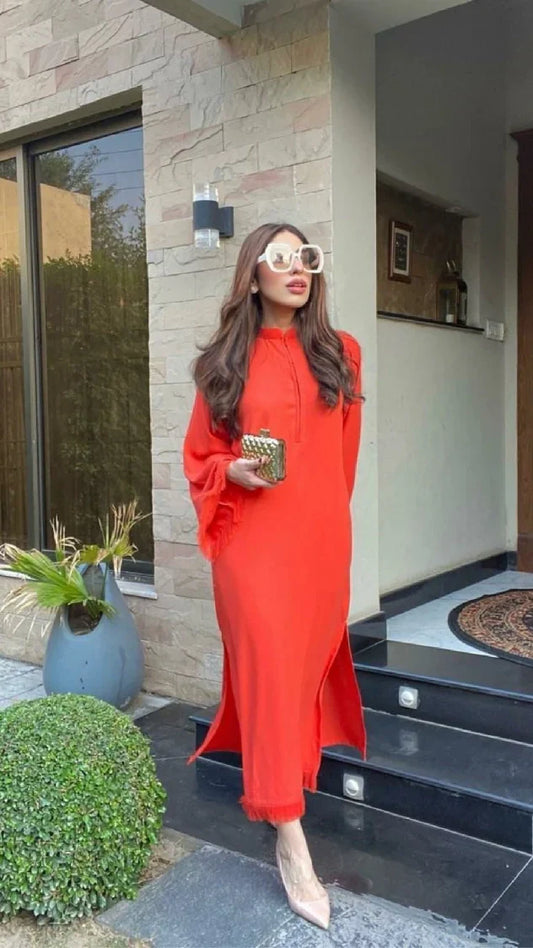 Picture of Manahils - Threaded Love Orange - Available at Raja Sahib