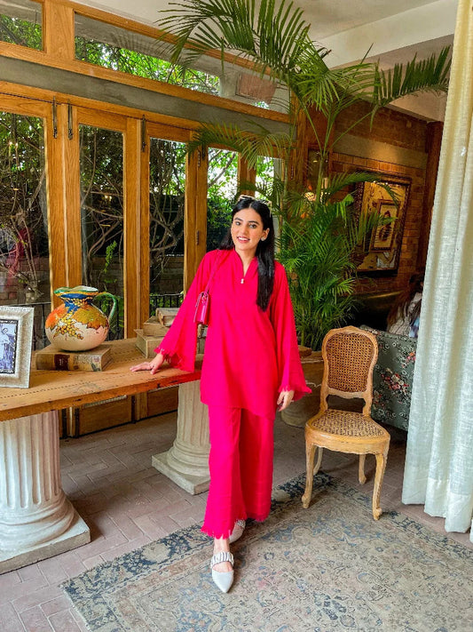 Picture of Manahils - Pink Marina Co-Ord Set - Available at Raja Sahib