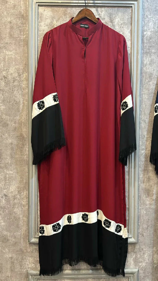 Picture of Manahils - Red Embroidery Fringes - Available at Raja Sahib