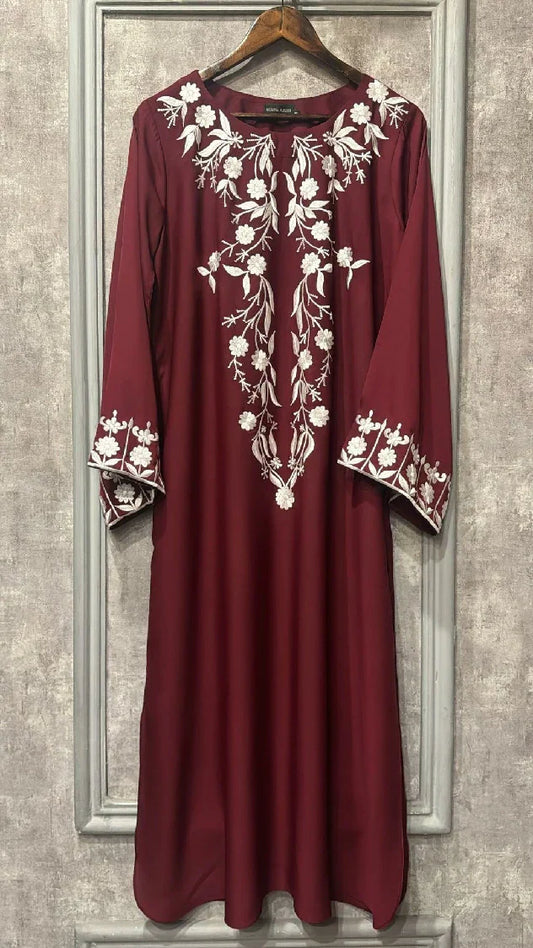 Picture of Manahils - Burgundy Embroidered Set - Available at Raja Sahib