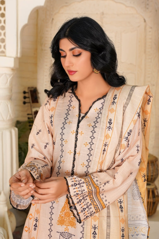 Damask - Embroidered Winter Pret Collecion - 3 PC - Minal