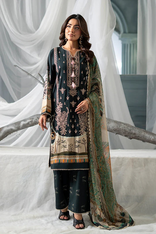 Meerak - 3 PC Embroidered Linen Pret - Zink Desire