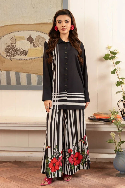 Picture of <!--bpq-->Stitch Vibes - Zebaish RTW Collection - 2 PC - White Stripped Co-Ord Set - Available at Raja Sahib