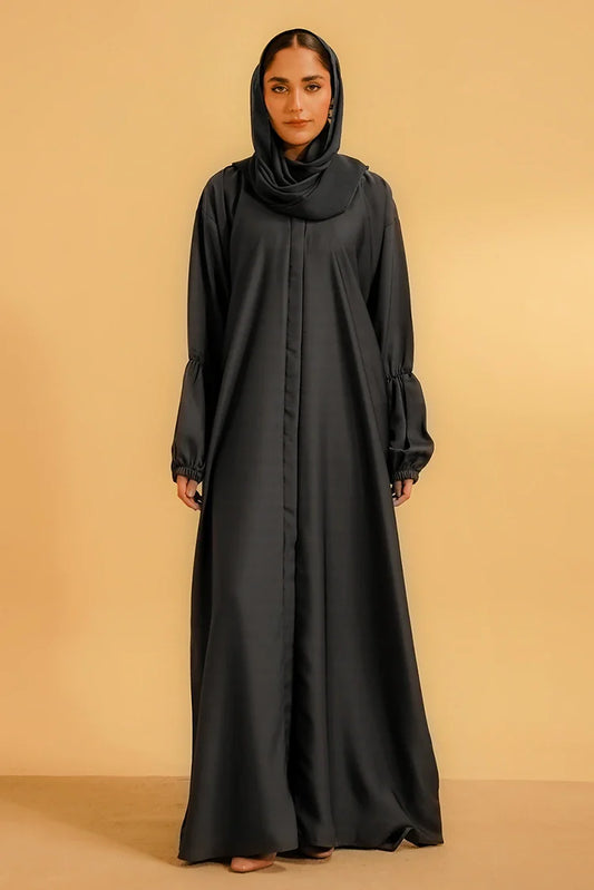 Divinely Crafted - Basic Gathered Sleeves Abaya - Grey