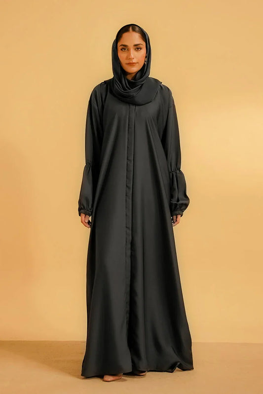 Divinely Crafted - Basic Gathered Sleeves Abaya Set - Grey