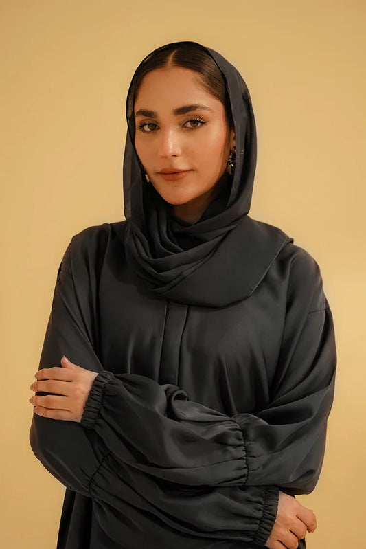 Divinely Crafted - Basic Gathered Sleeves Abaya - Grey