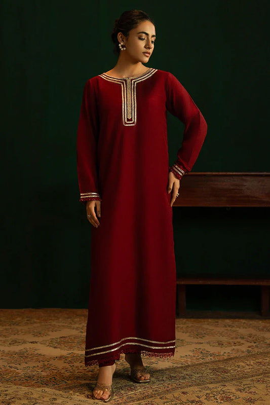 Picture of Noosh - Basic Formals - 2 PC - Fire Brick - Available at Raja Sahib