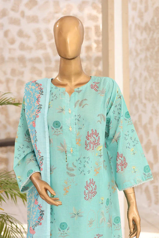 Suntex Fabrics - Aqua Printed Lawn Suit with Dupatta - 3 Piece